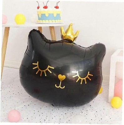Krone süß Katze Tier Mädchen schwarz gold Kätzchen Geburtstag Party Folienballon
