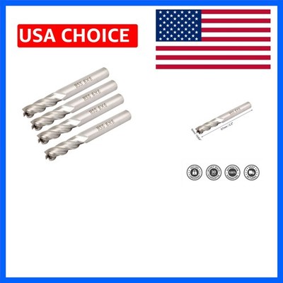 4 Pcs Hss Straight Shank 4 Flute End Mill 6 mm x 6 mm x 57 mm Pack of 4