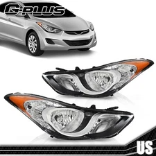 Pair Headlights Assembly Fit For 2011-2013 Hyundai Elantra Halogen Headlamp