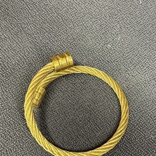 Gold Tone Stainless Steel Cable Bangle Bracel...