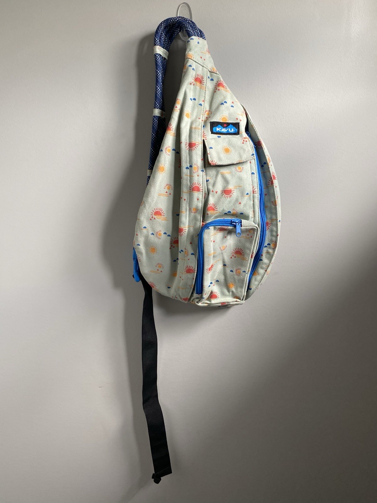 KAVU Mini Rope Bag Sling Crossbody Backpack Sunsets Forever Canvas Pocket Spot