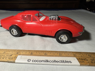Vintage 1970's  1968 Chevrolet Corvette Red Processed Plastic Co Toy Car Chevy