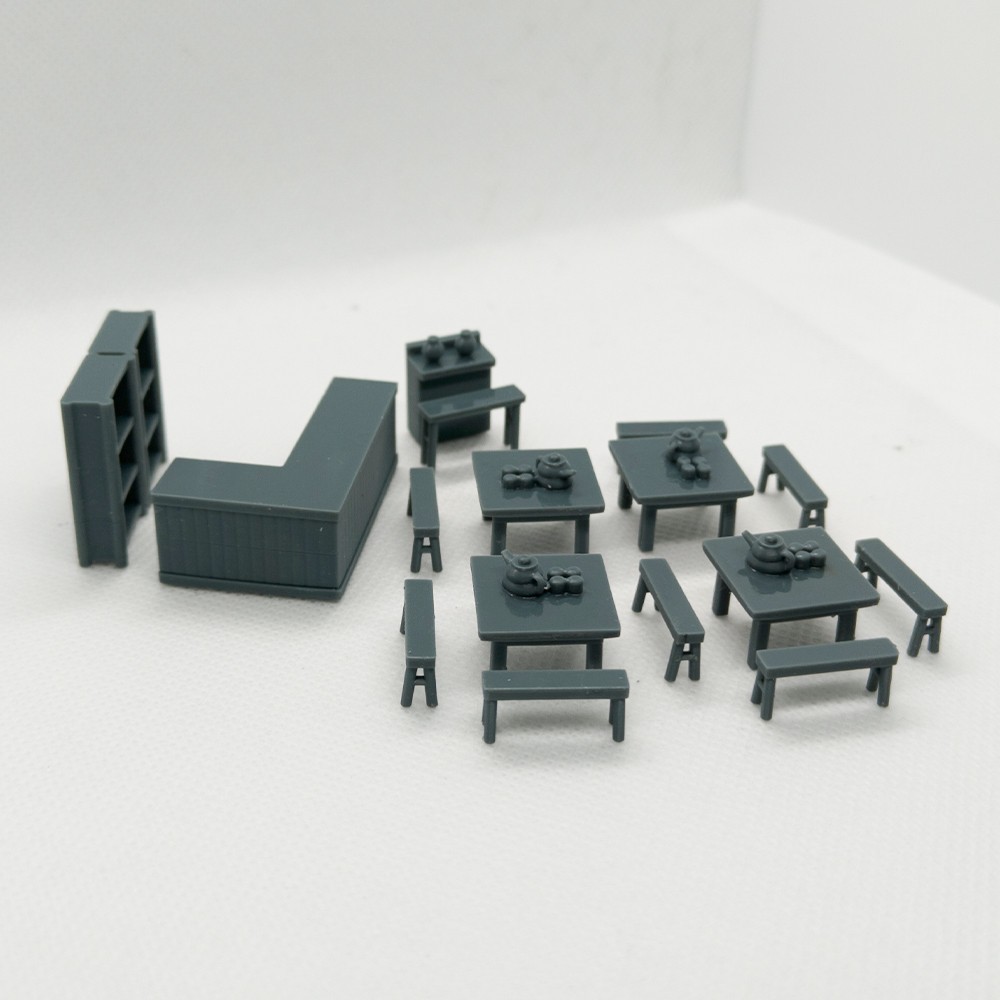 MRY-SFW LYTS019 1:87 Inn Interior Dining Table Chairs And Bar Counter Model Set