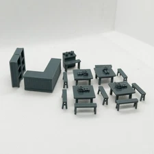 MRY-SFW LYTS019 1:87 Inn Interior Dining Table Chairs And Bar Counter Model Set