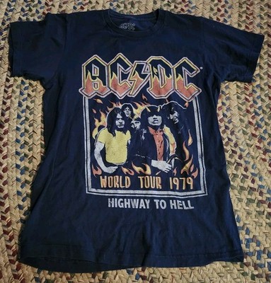AC/DC Highway To Hell T-Shirt 1979 World Tour Black Size Small 2024 Retro