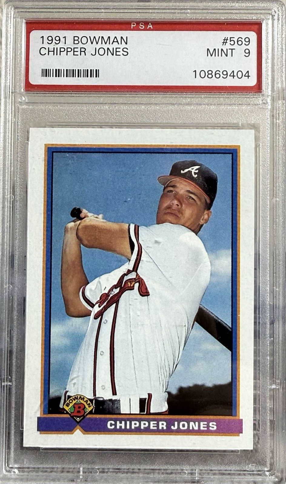 Bowman 1991 Chipper Jones Rookie #569 PSA 9 Base Set Atlanta Braves