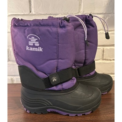 Kamik Purple Kids Snow Boots Size 3 Waterproof Insulated Winter Slide On