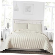 King Size Quilt Bedding Sets with Pillowcases,Lightweight Cal King/King Beige