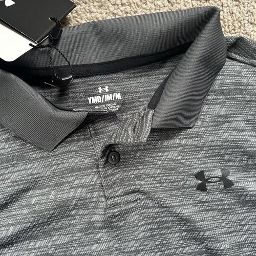 NEW Boy's Under Armour Gray Performance Golf Polo Shirt size Youth Medium 10/12 - Picture 3 of 5