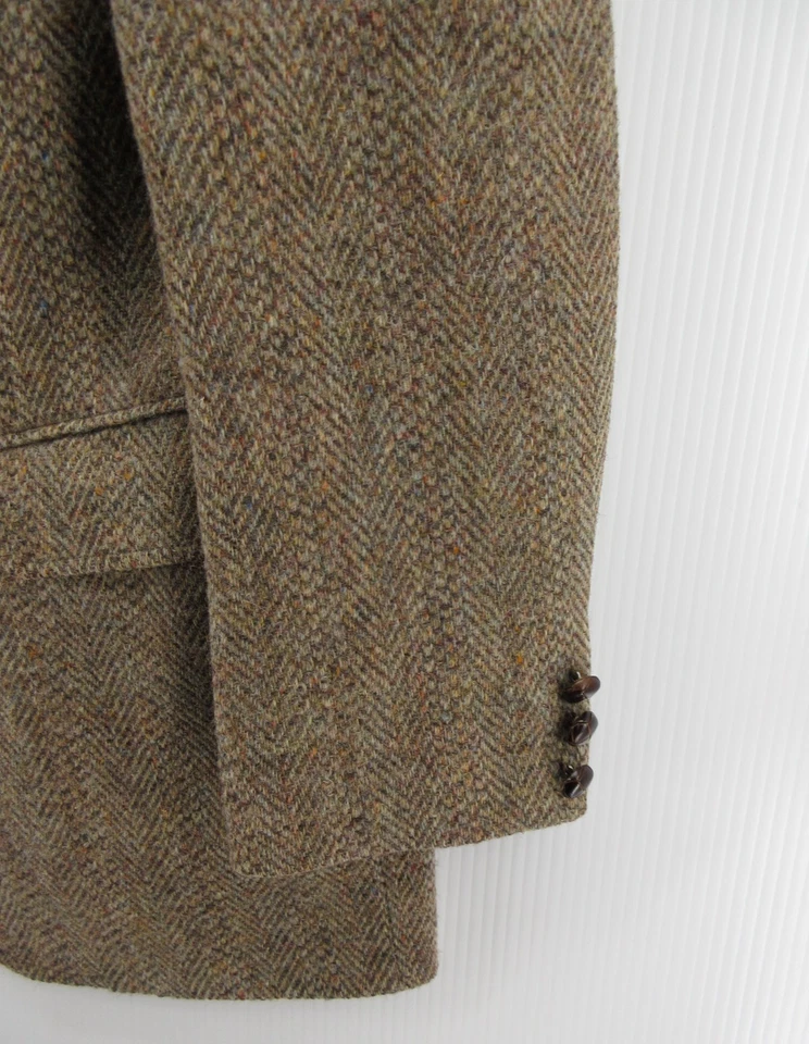 Abrigo deportivo Harris Tweed vintage para hombre 42 marrón Blazer lana escocesa espiga * Foto 3 de 4