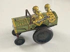 Vtg 1940s Marx Jumpin Jeep Tin Litho Wind-Up Army Toy Vehicle