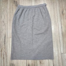 Nicole Farhi Beige 100% Wool Double Jersey Straight Skirt Knee Midi Length • M