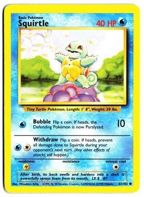 Squirtle Common Base Set 063/102 NM