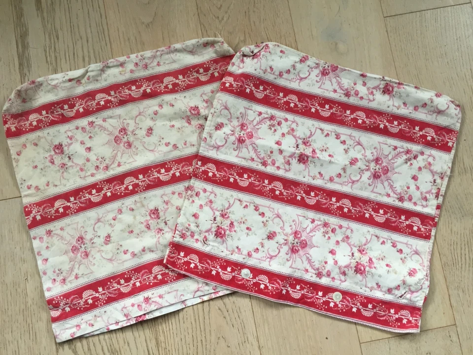 Tissu ancien housses de coussin de chaise fleurs roses shabby - Photo 2/4