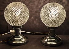 Coppia lampada tavolo Art Deco - abat jour vetro – Design, Modernariato ‘70