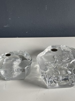 Cristal d Arques France Crystal Animal Paperweights Bear & Koala Pair MCM