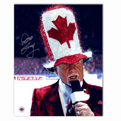 Don Cherry Autographed Hockey Night In Canada 8x10 Photo (Canada Hat)