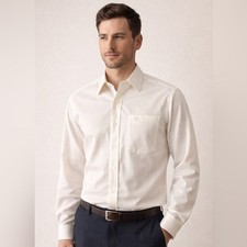 Oscar de la Renta White Textured Jacquard Button Front Shirt Men’s 15 Small