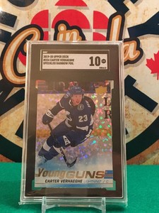 2019-20 UD Series 1 Carter Verhaeghe Young Guns Speckled Rainbow Foil #224 SGC10