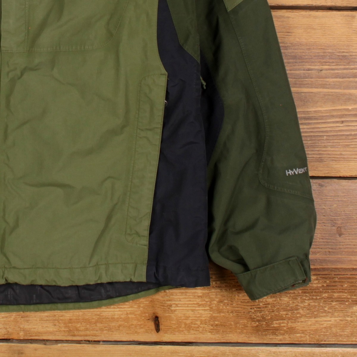 The North Face HyVent Jacket L Mens Green Nylon Black Hiking Trail Outdoor Coat thumbnail 10