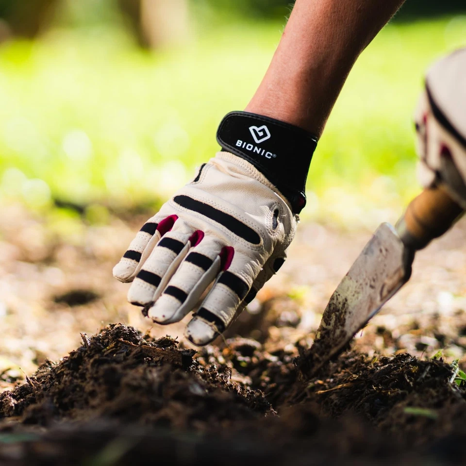 Guantes de jardinería Bionic ReliefGrip para hombre medianos negros acolchados piel de cabra profesionales Foto 4 de 4