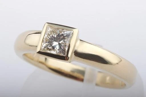 Diamantring Solitär Prinzess Princess Schliff 0,5ct 750 18k Gelb Gold DPL # - Bild 4 von 4