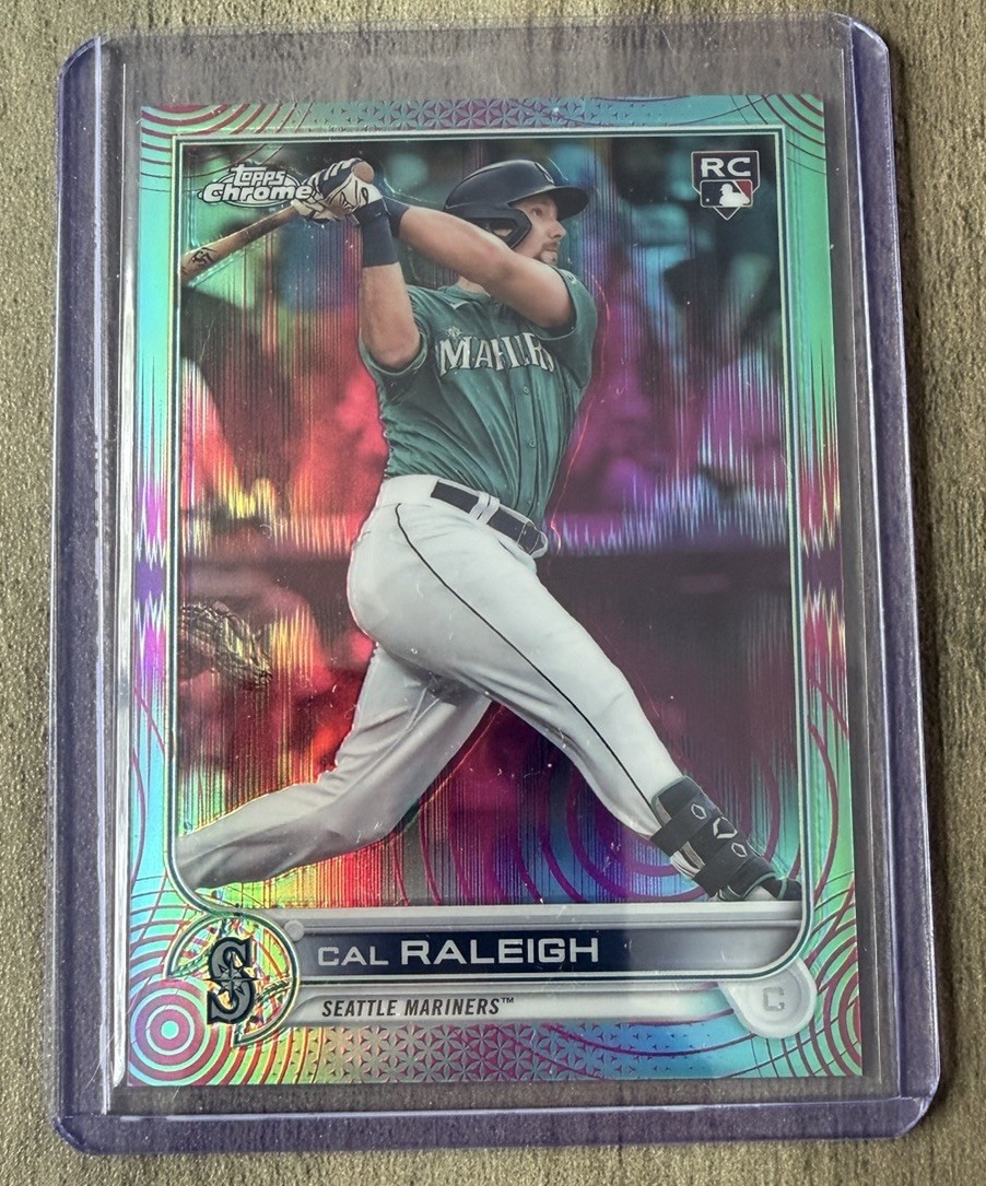 2022 TOPPS CHROME SONIC #149 CAL RALEIGH AQUA/PINK PULSE #/199 RC Mariners 