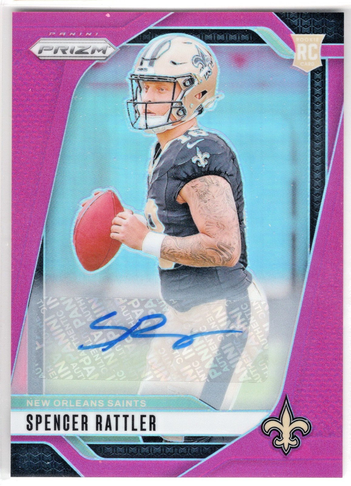 2024 Panini Prizm Autographs Prizms Pink #388 Spencer Rattler Saints