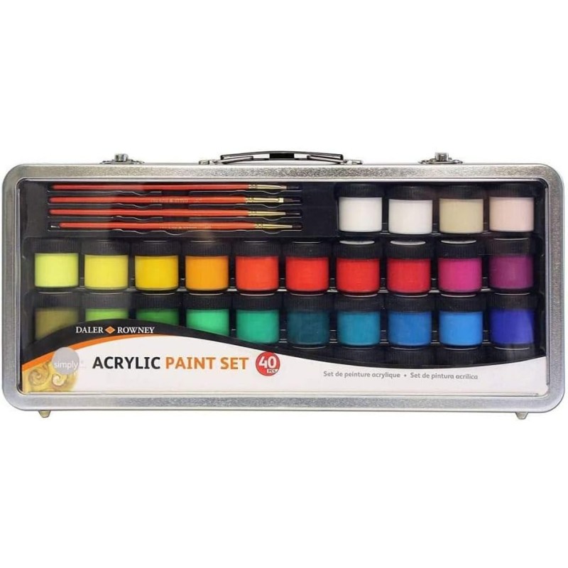Peinture acrylique Dal haute opacité en mallette de 34 couleurs