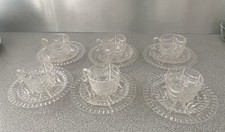 Vintage Clear Plastic Child  s Toy  Cut Glass  Tea Set 18 Pcs Plates Cups Saucers