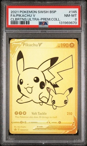 2021 POKEMON SWSH BLACK STAR PROMO #145 FULL ART/PIKACHU V PSA 8