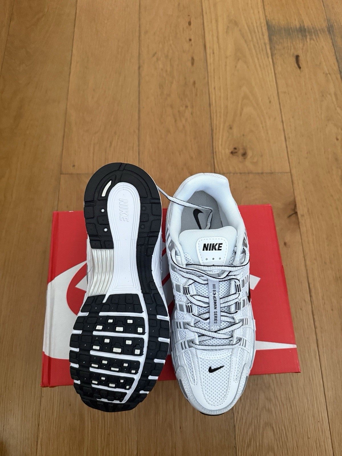 Nike P-6000 Unisex Low Top Trainers UK 6 White/Black/Grey Mesh Lace Up