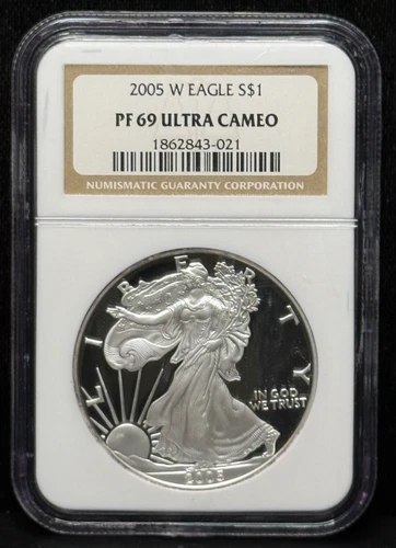 NGC PF69 Ultra Cameo 2005 American Silver Eagle One Dollar Silver Coin -021