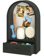 Pet Memorial Shadow Box, Arched Wooden Box with Front Opening Vintage Latch, ...