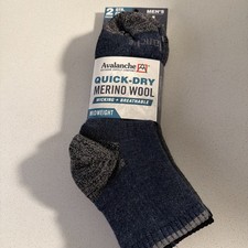 Avalanche Merino Wool Quick Dry Mens Quarter Socks L 6-12