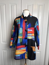 Ali Miles Large Multicolored Abstract Artsy Shirt Paintbrush Colorful