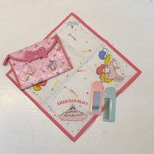 Vtg Sanrio Little Twin Stars Cosmetic Set Pouch Bandana Comb Mirror 1985