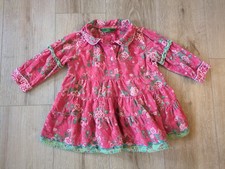 Vestido Oilily Niños Niñas Floral Rosa Verde Pana Cuello Talla 80, 18m LEER