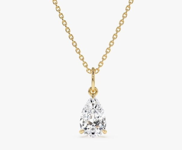 1.00CT Pear Natural Diamond Pendant Necklace Best Gift For Her 14K Yellow Gold