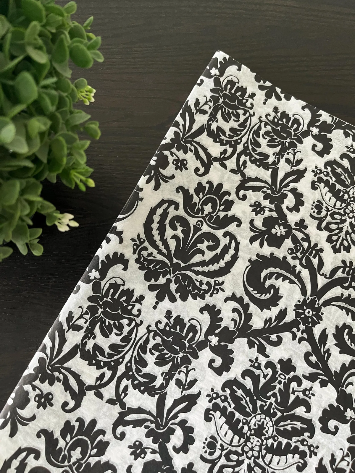 BLACK FLOURISH Design Print Tissue Paper Sheets Choose Size & Package Amount