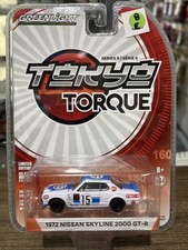 NISSAN SKYLINE 2000 GT-R 1972 WHITE/BLUE 1/64 GREENLIGHT TOKYO TORQUE SERIES 5