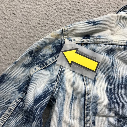 Vintage Lee Denim Trucker Jacket Boys Youth Size 14 Long Sleeve Tie Dye Blue - Picture 4 of 11