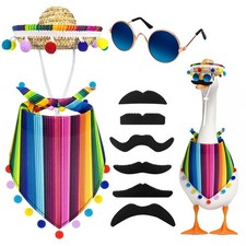 Mexican 4 Pcs Porch Goose Outfits For 23"/ 17" Lawn Goose Statue Clothes, Mex...