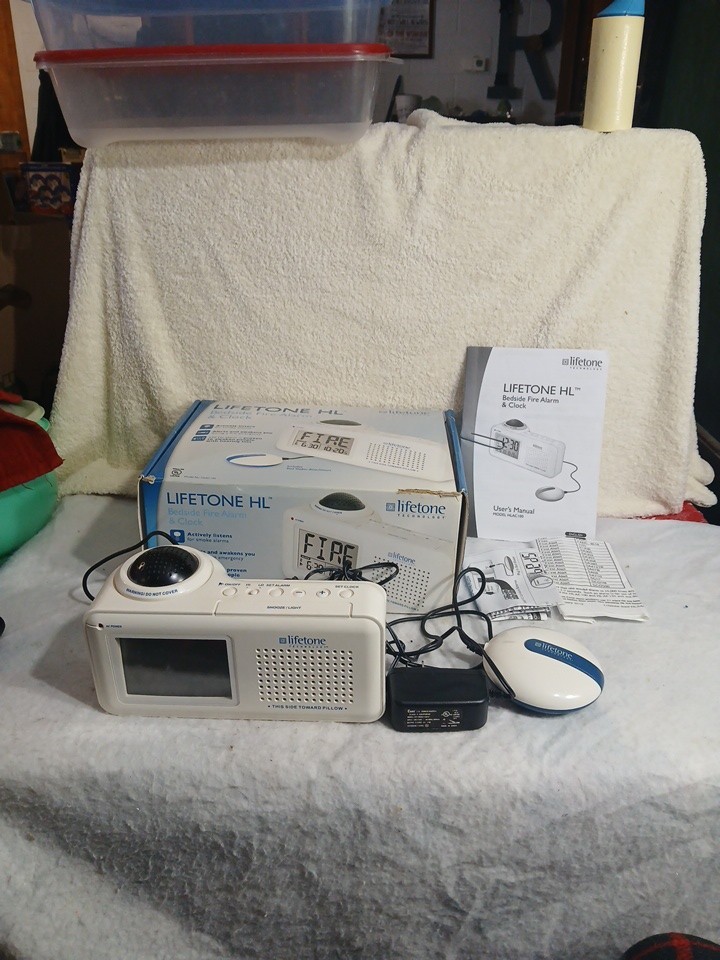 Lifetone HLAC151 Bedside Fire Alarm & Clock With Bed Shaker 
