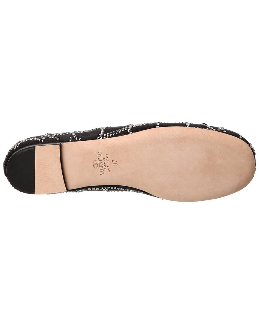 Valentino Vlogo Toile Iconographe Satin Ballerina Flat Women's Black 37 thumbnail 4
