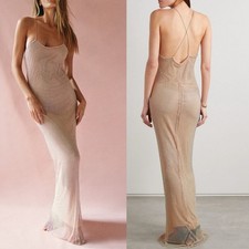 LoveShackFancy Calvert Beaded Crystal Embellished Mesh Maxi Dress Size 4