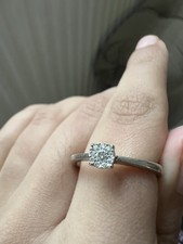 Solid 9ct 9K Hallmarked 375, Vintage White Gold Diamond Engagement Ring Size P
