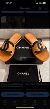Vtg CHANEL Leather Slide SANDALS 39.5