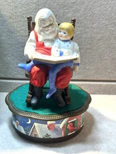 VTG 1970 Jasco SANTA & CHILD Music Box Rotates Plays Santa Claus Coming to Town