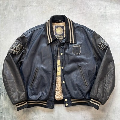 Vintage Redskins Lederjacke XL-XXL Varsity Schwarz Blau Campus L.A. Bomber
